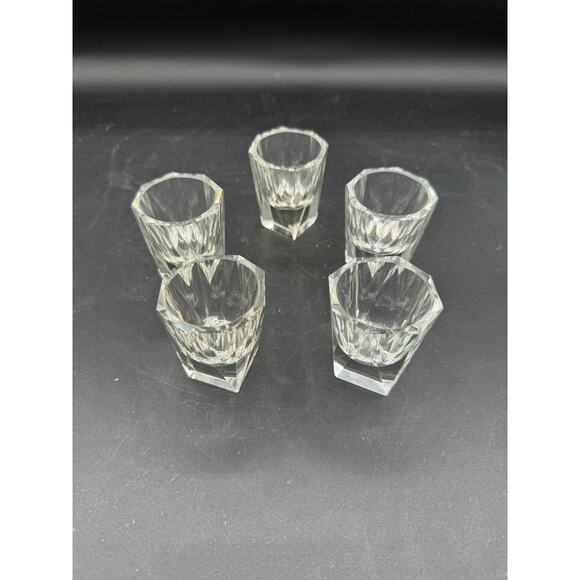 5 vintage clear crystal BRUNO POSSELT Art Deco shot glasses - Picture 8 of 8